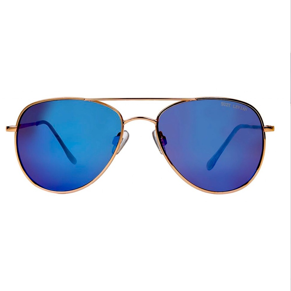 Blue mirrored aviator sunglasses